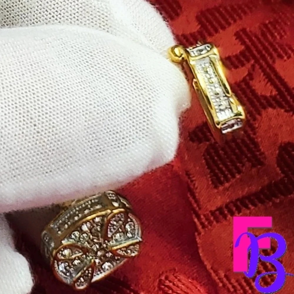 LARGE Mens 14K Micropave Earrings